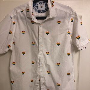 Rainbow Heart Button Down Shirt